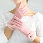 Handschoenen Dames Warm Winter - Roze met pluche rand