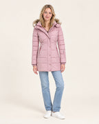 Miss Madera winterjas gewatteerd roze - voorkant