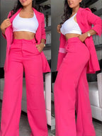 Co-ord set Dames Revers Blazer Splitsmouw Rechte Pijpen