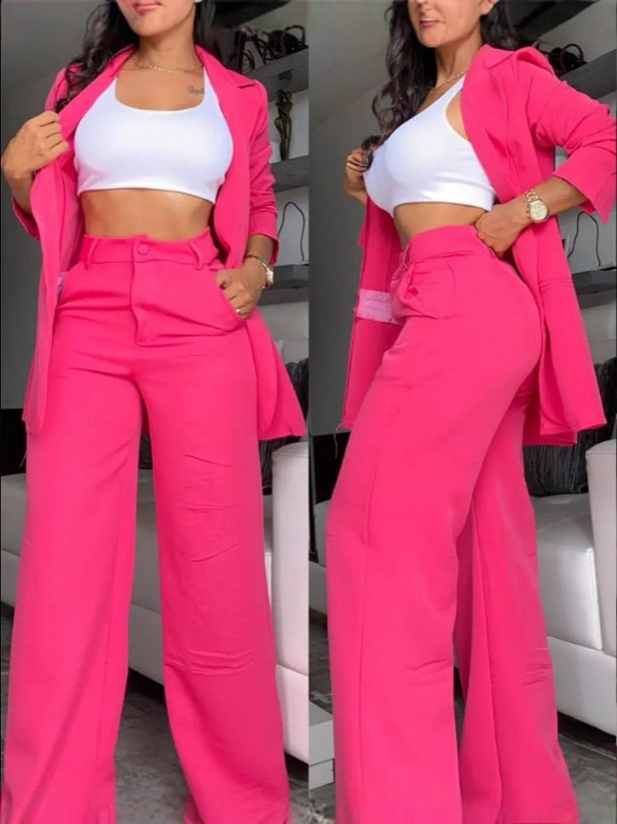 Co-ord set Dames Revers Blazer Splitsmouw Rechte Pijpen