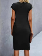 Jurk Dames Getailleerd Midi Ronde Hals - Polyester