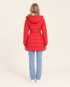 Miss Madera winterjas gewatteerd rood - achterkant