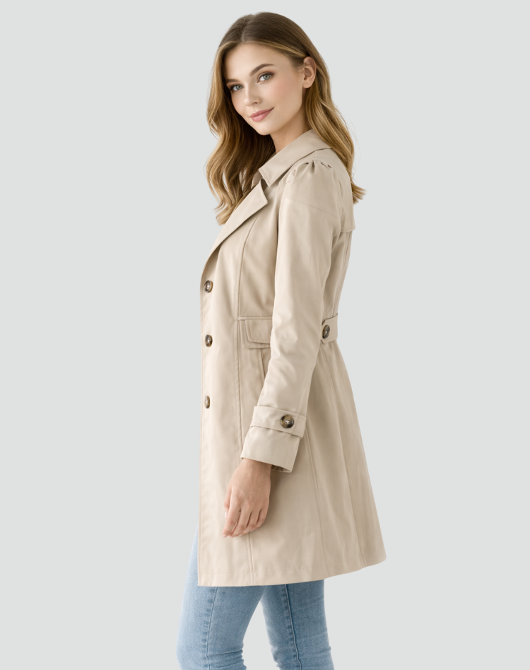 Jas Dames Slim Fit Klassieke Revers Trenchcoat - Polyester