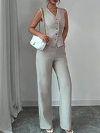 Miss | Tweedelige Set Dames Gilet & Wijde Broek – Co-ord Set