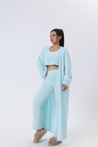 Nachtkleding Dames 3-Delig Fluffy Loungewear Wijde Pijpen