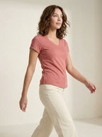 Basic T-shirt V - hals Roze - Miss Madera