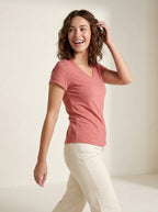 Basic T-shirt V - hals Roze - Miss Madera