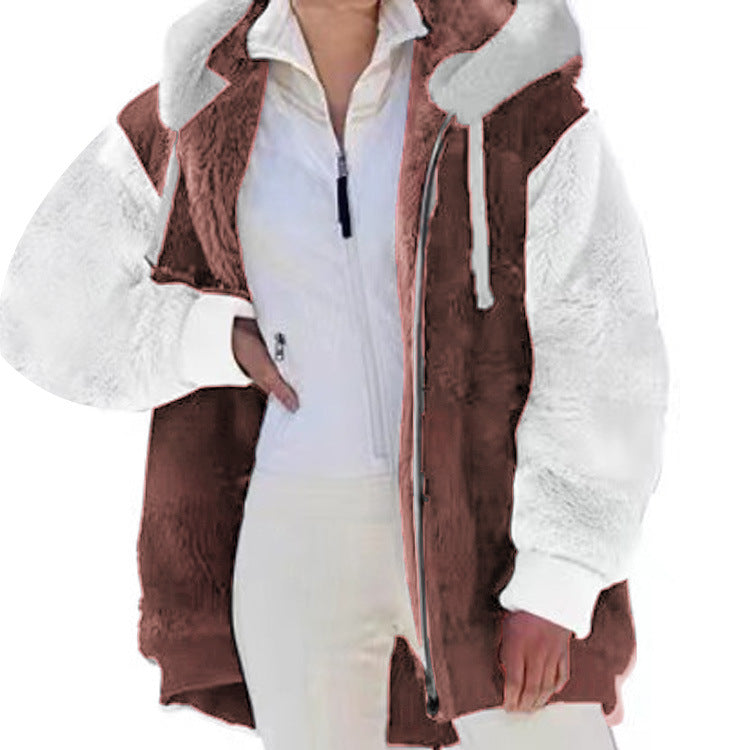 Jas Dames Oversized Fleece Capuchon Rits