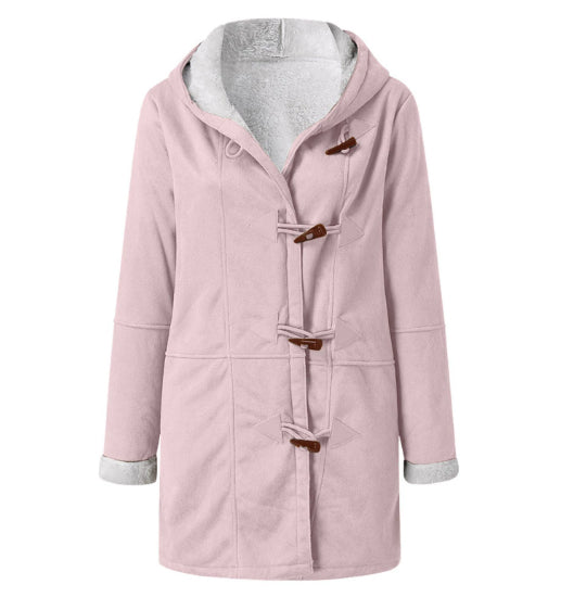 Jas Dames Fleece Capuchon Midi Vintage
