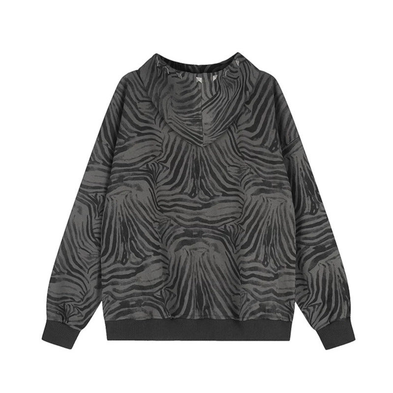 Jas Dames Zebraprint Oversized Capuchon Ritsluiting