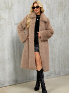 Jas Dames Lang Fluffy Faux Fur Lange Mouw