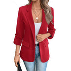 Miss | Blazer Dames Getailleerd Open Voorkant Opgerolde Mouwen