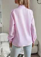Blouse Dames | Ruches Kraag Gestreept Feminine - Miss Madera