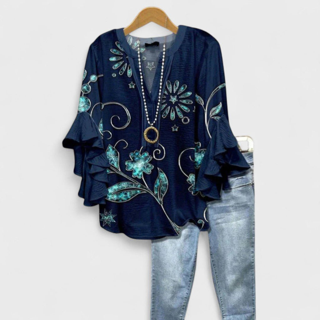 Blouse Dames Volantmouwen V - hals | Hedendaags - Miss Madera