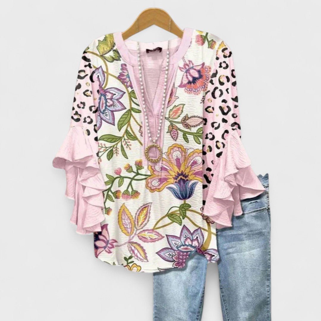 Blouse Dames Volantmouwen V - hals | Hedendaags - Miss Madera