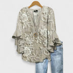 Blouse Dames Volantmouwen V - hals | Hedendaags - Miss Madera
