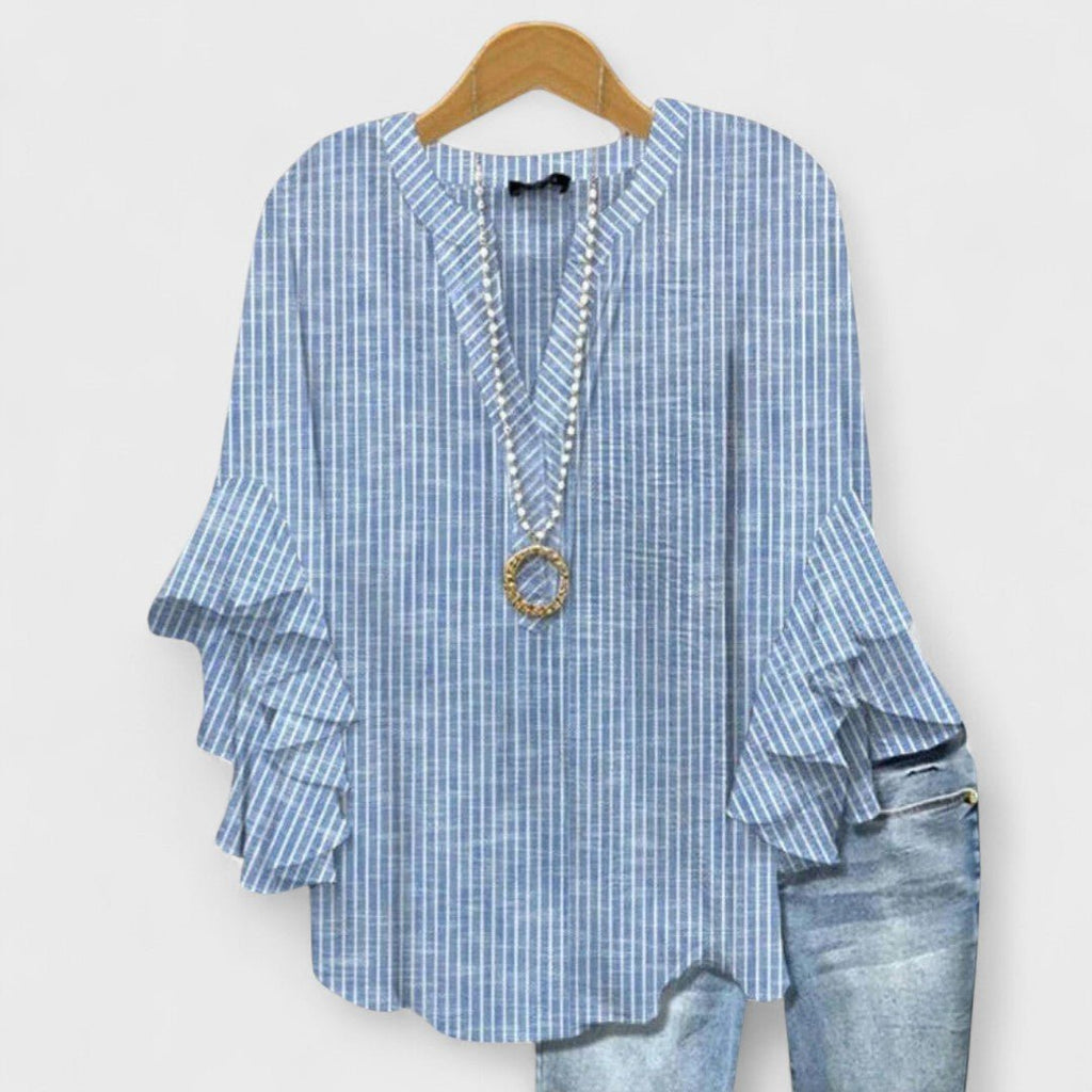 Blouse Dames Volantmouwen V - hals | Hedendaags - Miss Madera