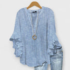 Blouse Dames Volantmouwen V - hals | Hedendaags - Miss Madera