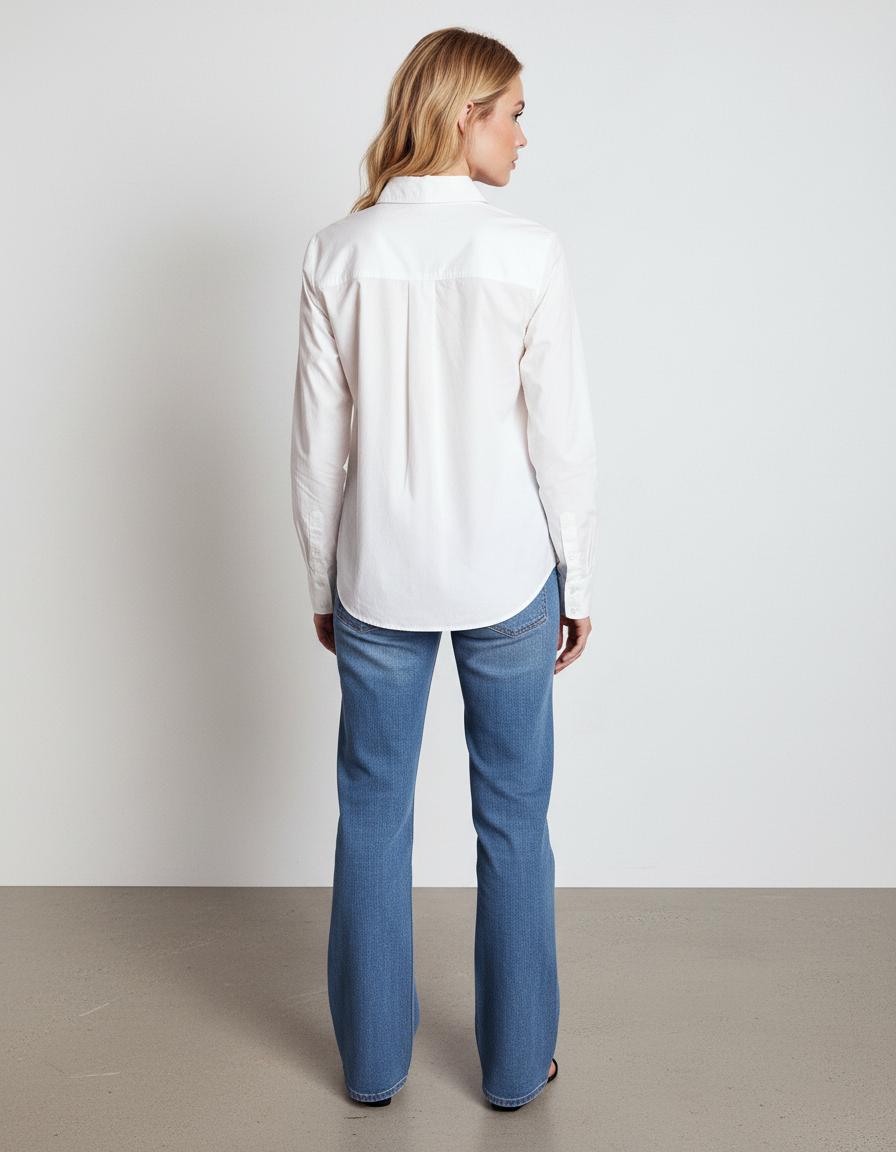 Blouse Dames – Wit | Getailleerd Knoopoverhemd - Miss Madera