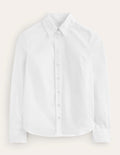 Blouse Dames – Wit | Getailleerd Knoopoverhemd - Miss Madera