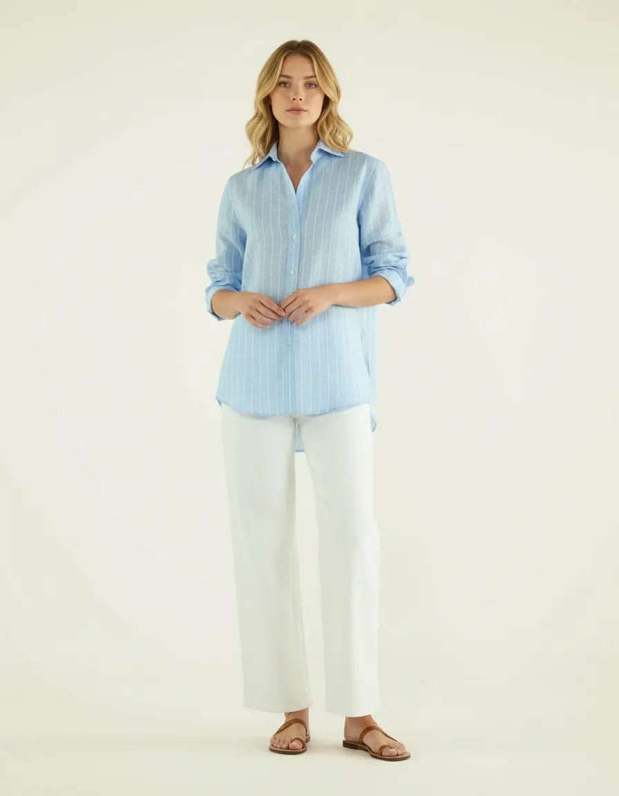 Blouse Linnenmix Gestreept patroon Dames - Miss Madera