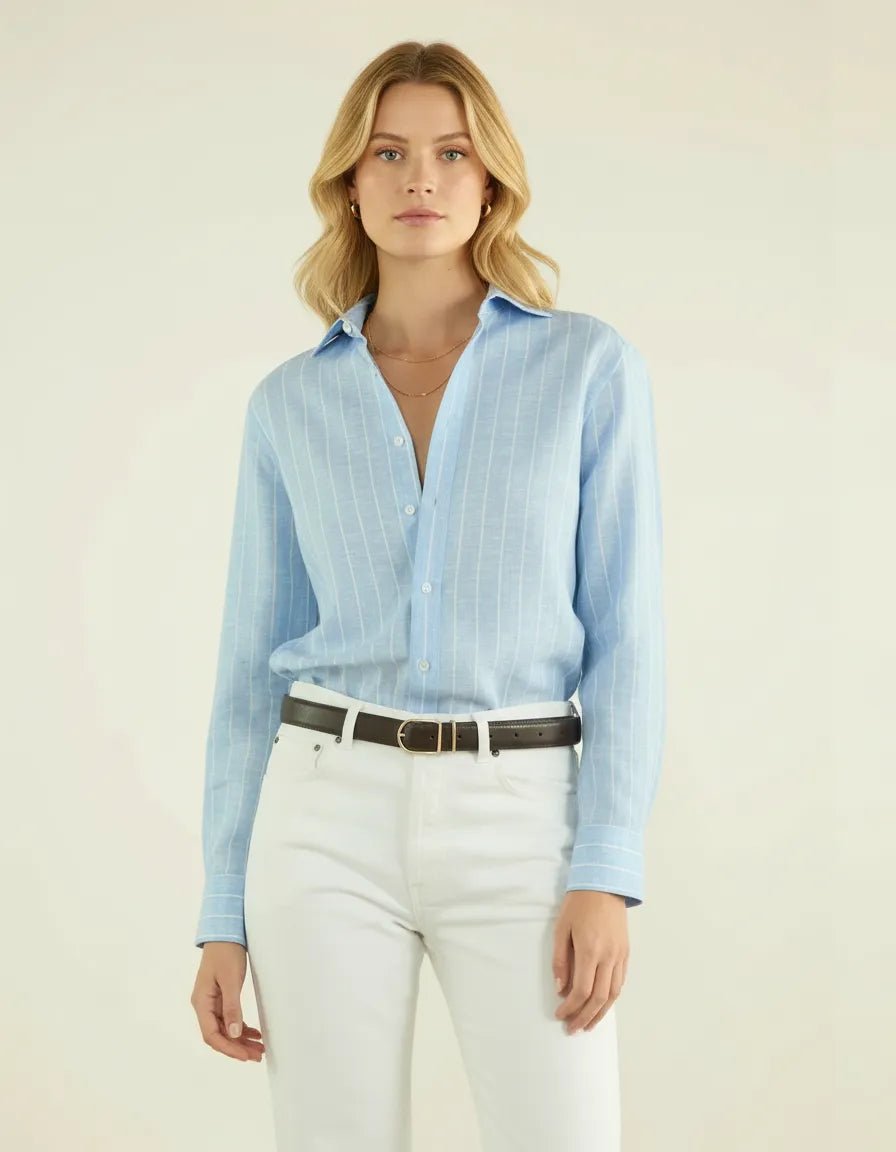 Blouse Linnenmix Gestreept patroon Dames - Miss Madera