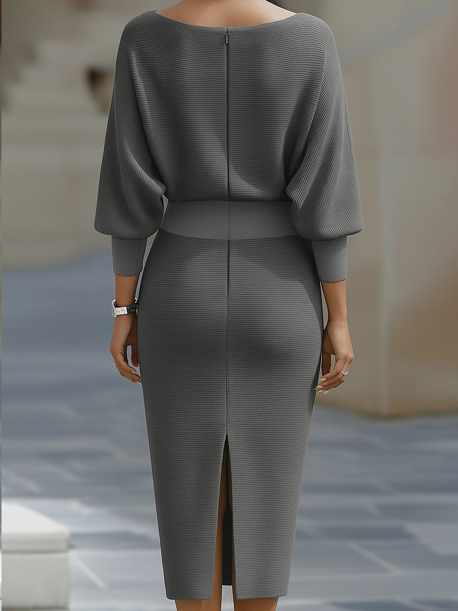 Bodycon Midi - jurk Dames - Getextureerd Fijngebreid - Miss Madera