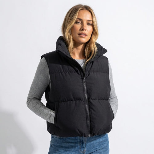 Bodywarmer Dames Cropped Gewatteerd Rits – Winter | Miss Madera - Miss Madera MIS-AMJBHN