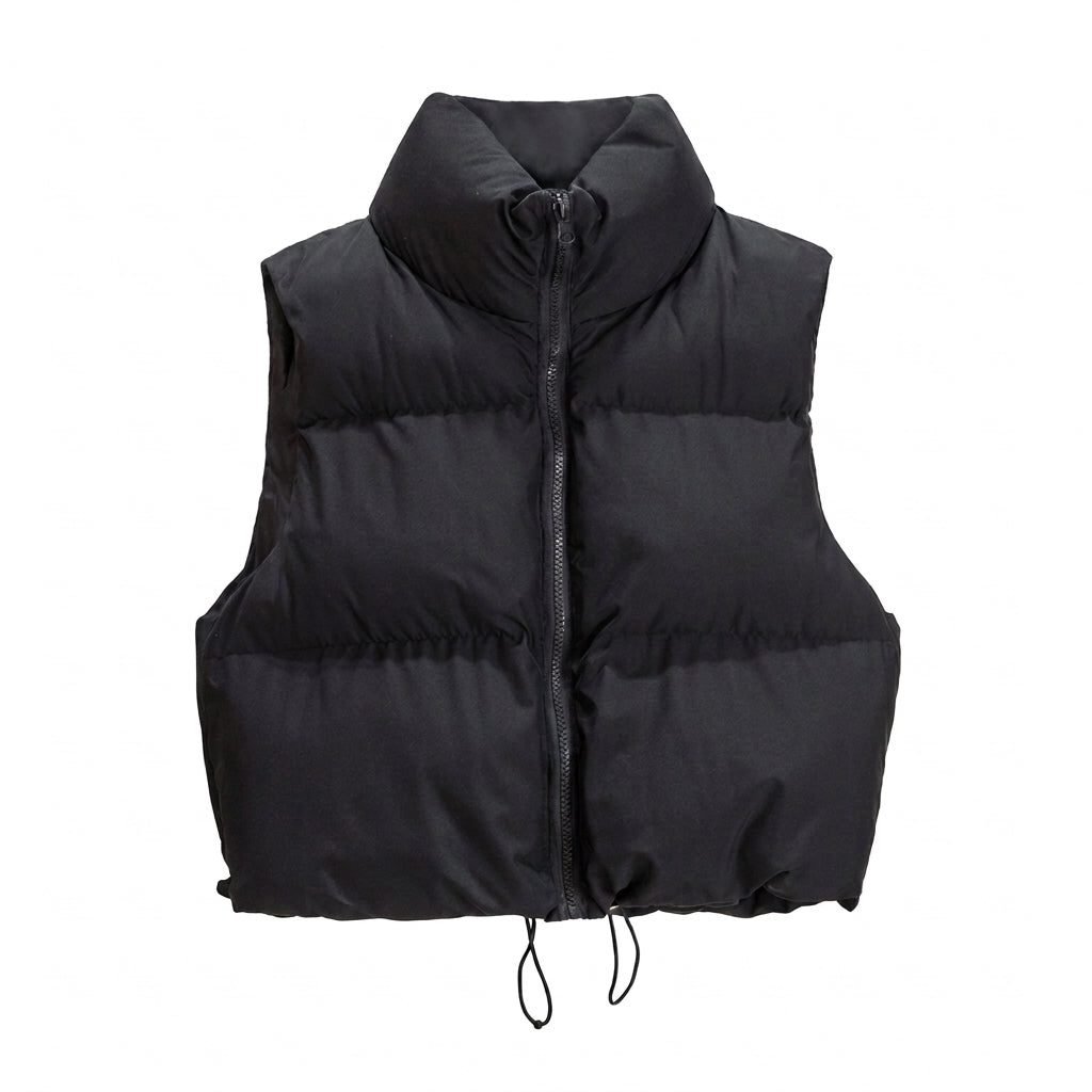 Bodywarmer Dames Cropped Gewatteerd Rits – Winter | Miss Madera - Miss Madera MIS-AMJBHN