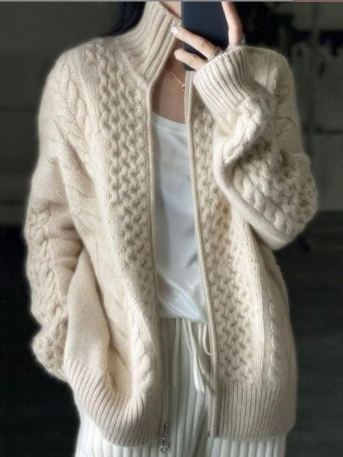 Bodywarmer Dames Hiplang Kabelpatroon Gebreid – Winter | Miss Madera - Miss Madera MIS-0WKVMY