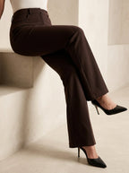 Bootcut pantalon donkerbruin met hoge taille - Miss Madera