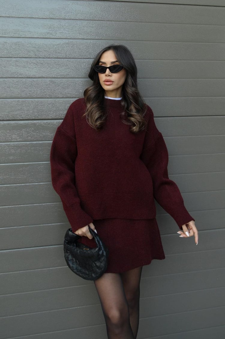 Miss | Tweedelige Set Dames Trui + Rok - Co-ord Set Wol