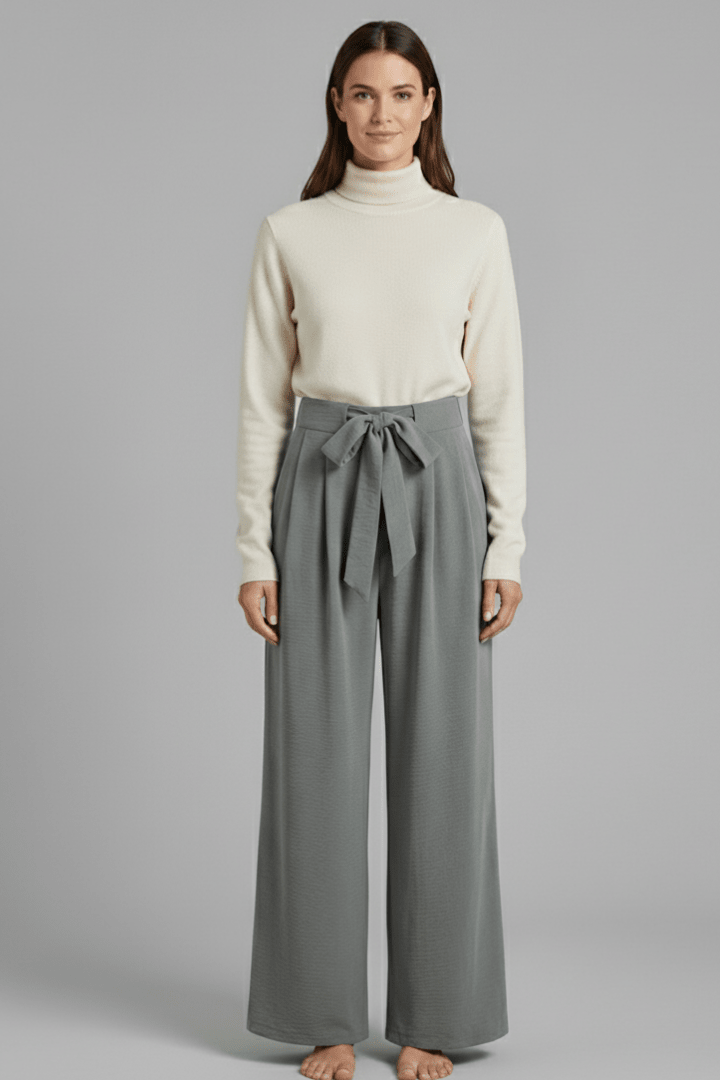 Broek Dames Palazzo Wijde Pijpen Hoge Taille – Casual | Miss Madera - Miss Madera MIS-955LAR