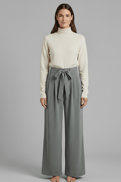 Broek Dames Palazzo Wijde Pijpen Hoge Taille – Casual | Miss Madera - Miss Madera MIS-955LAR