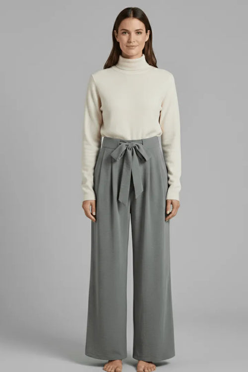 Broek Dames Palazzo Wijde Pijpen Hoge Taille – Casual | Miss Madera - Miss Madera MIS-955LAR