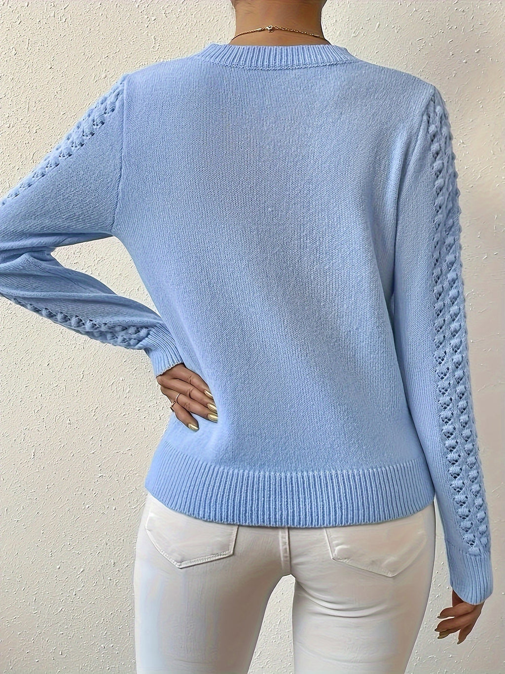 Miss | Trui Dames Ajourpatroon Ronde Hals Casual - Gebreid