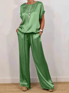 Co-ord set Dames Losse Blouse Wijde Pijpen Casual