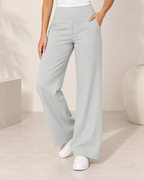 Broek Dames Wijde Pijpen Hoge Taille Elastische Band