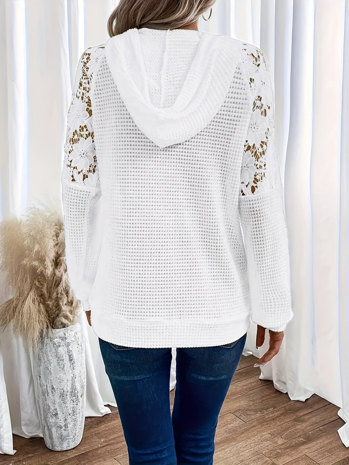 Miss | Hoodie Dames Relaxed Wafelstructuur Bloemenaccenten