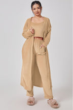 Nachtkleding Dames 3-Delig Fluffy Loungewear Wijde Pijpen