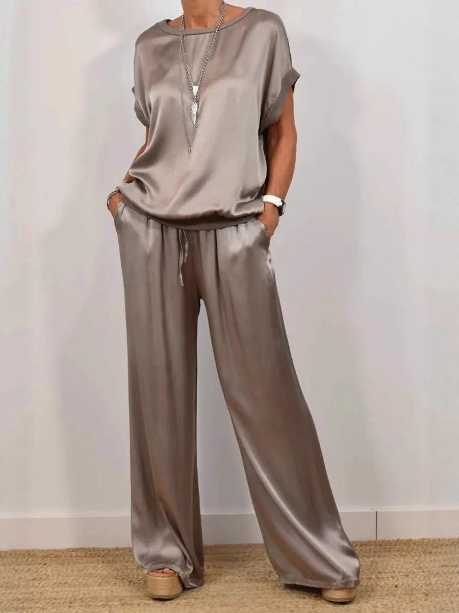 Co-ord set Dames Losse Blouse Wijde Pijpen Casual