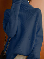 Miss | Trui Dames Oversized Hoge Kraag Ruitpatroon - Gebreid