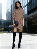 Miss | Mini Jurk Dames Ribgebreid Col Asymmetrische Zoom