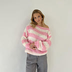 Trui Dames Gestreept Oversized Lange Mouw
