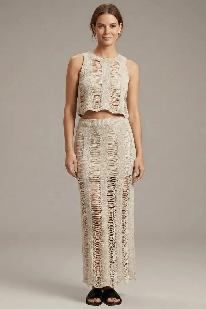 Co-ord Set Dames Crop Top & Maxi Rok – Zomer Feest | Miss Madera - Miss Madera MIS-N0F0A1