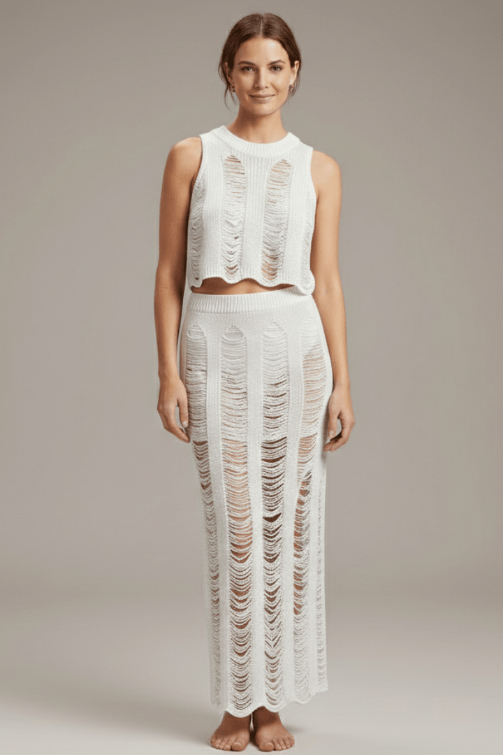 Co-ord Set Dames Crop Top & Maxi Rok – Zomer Feest | Miss Madera - Miss Madera MIS-PF9UO8