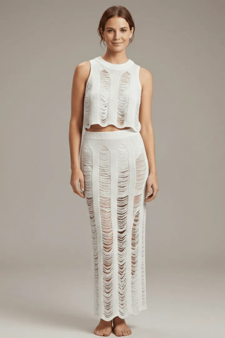 Co-ord Set Dames Crop Top & Maxi Rok – Zomer Feest | Miss Madera - Miss Madera MIS-PF9UO8