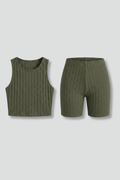 Co-ord Set Dames Crop Top & Shorts Geribbeld – Zomer | Miss Madera - Miss Madera MIS-M3D83R