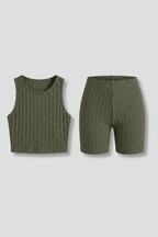 Co-ord Set Dames Crop Top & Shorts Geribbeld – Zomer | Miss Madera - Miss Madera MIS-M3D83R