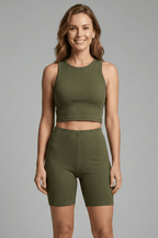 Co-ord Set Dames Crop Top & Shorts Geribbeld – Zomer | Miss Madera - Miss Madera MIS-M3D83R
